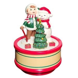 Vintage Music Box Santa Claus Is Coming To Town Rotates Original Box (1950's)